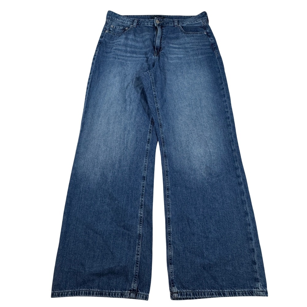 Y2K Aeropostale High Rise Wide Leg Jeans Medium Wash Size 14 Baggy Grunge Skater